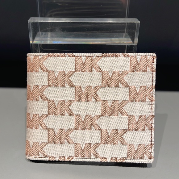 Michael Kors Men’s Women’s Cooper Logo Fabric Billfold Wallet Light Cream Multi - Picture 14 of 16